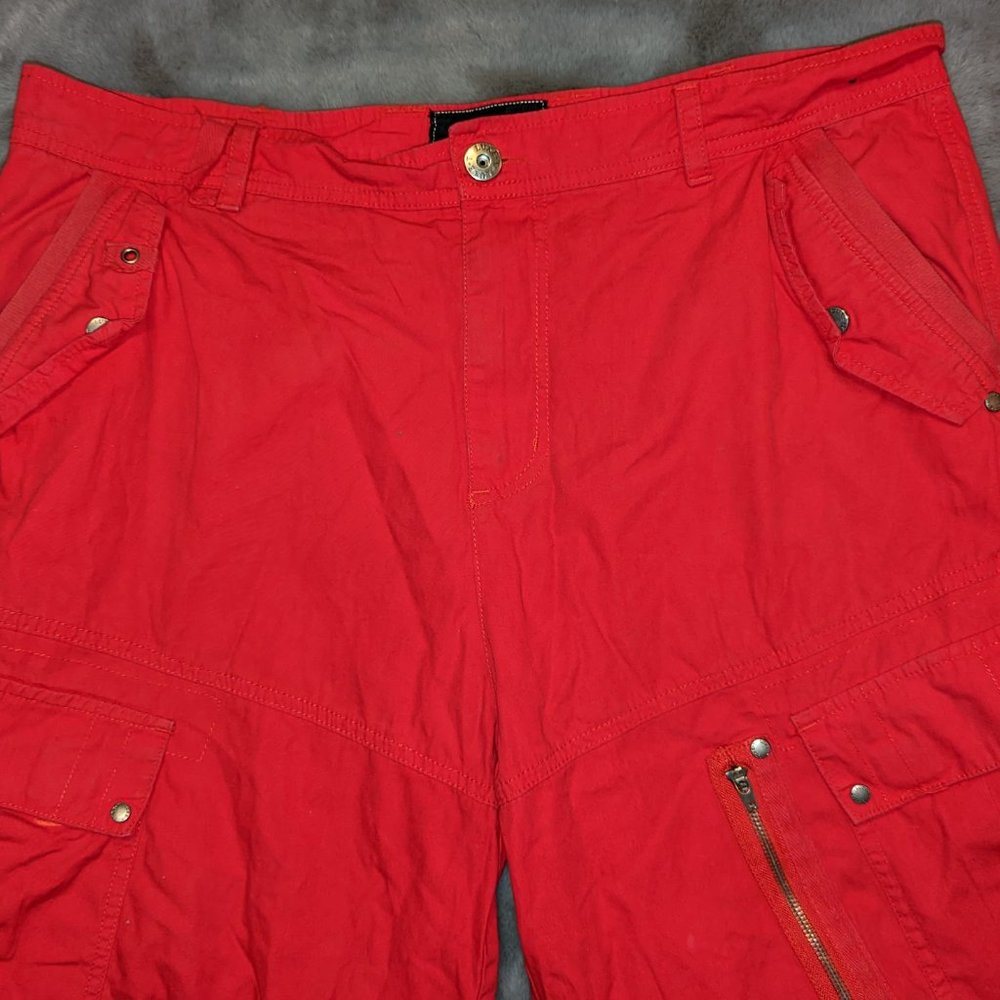 Mens Red Luxe-T Luxury Sport Knit Cargo Shorts Size 38